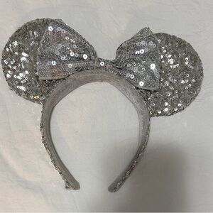 Disney Silver Sequin Minnie Mouse Ears Headband
